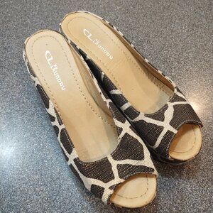 CL by Laundry Giraffe Print Peep Toe Espadrilles Size 8.5 O201